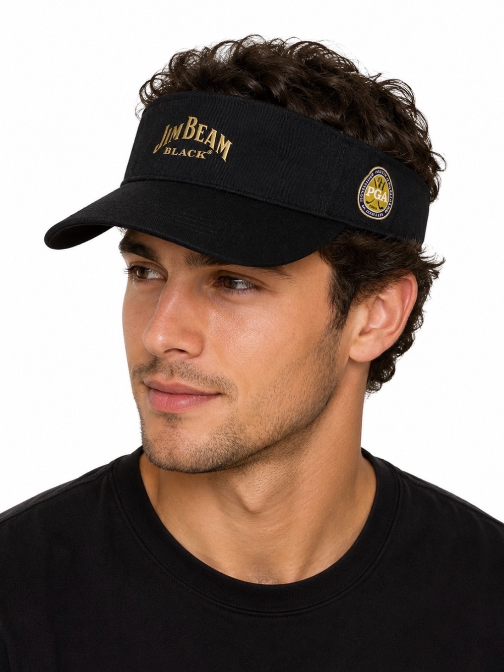 Jim Beam Black Men’s Black Golf Visor PGA breathable open top adjustable outdoor